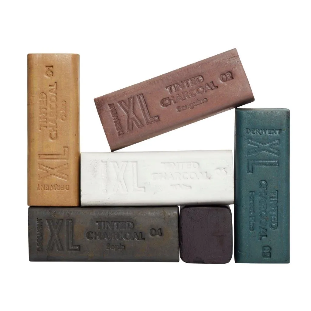 Derwent Tinted Charcoal XL Blocks Tin Set of 6 - Image 4