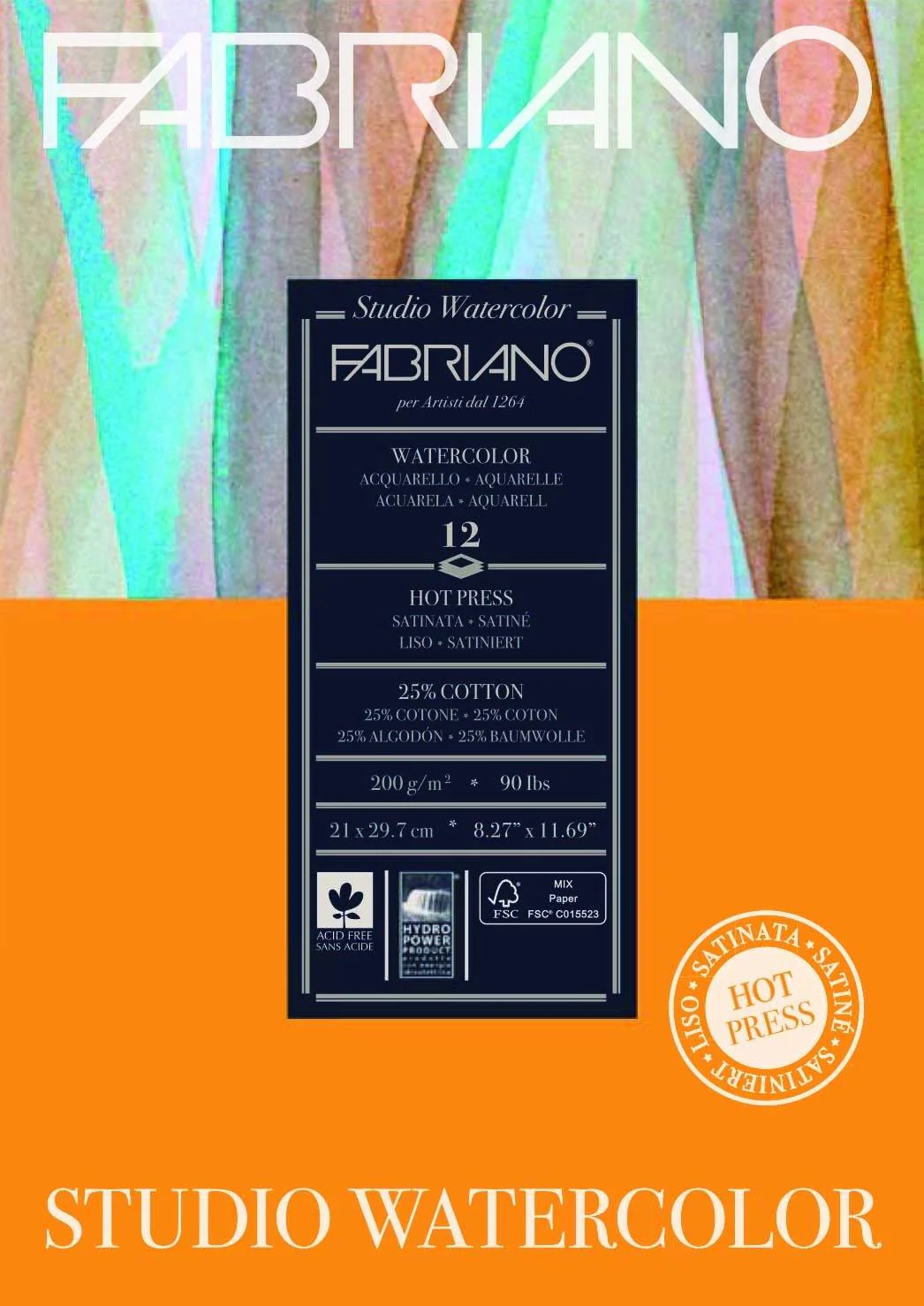 Fabriano Studio 25% Cotton Water Colour Pads 12 Sheets - Image 3
