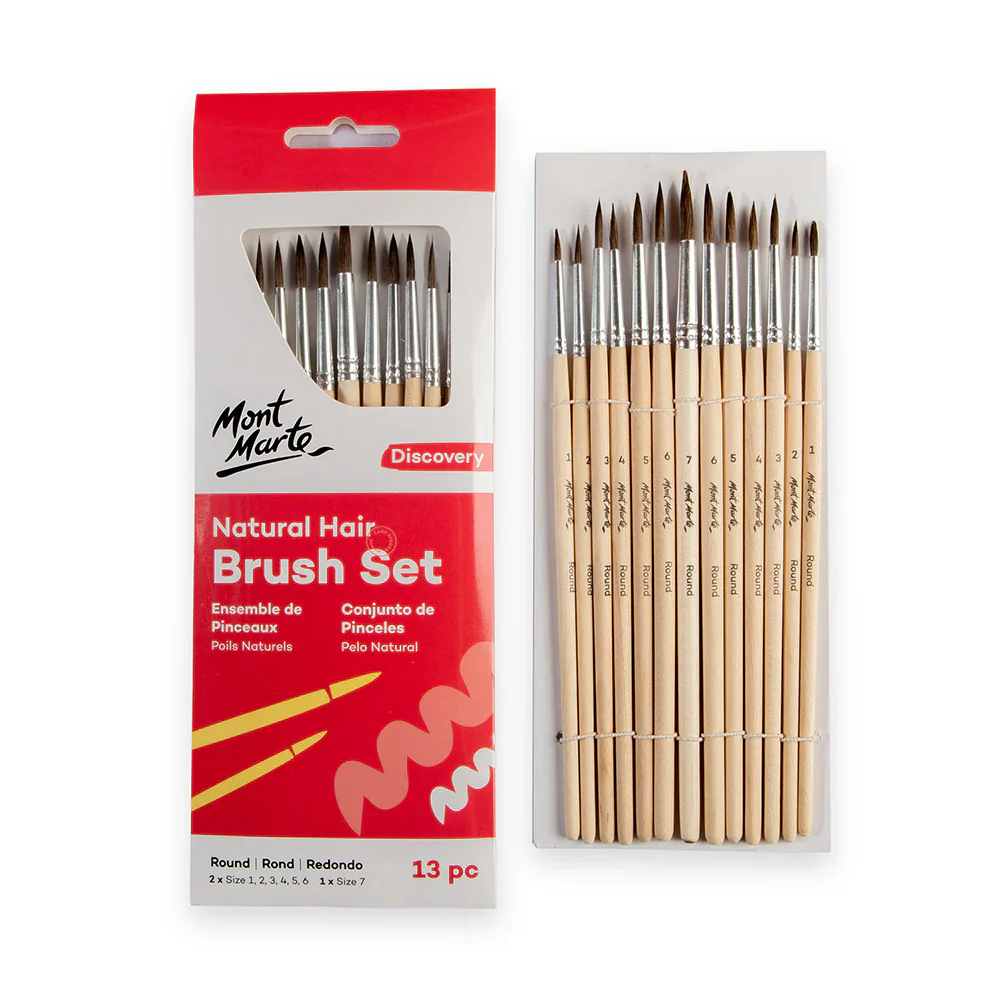 Mont Marte Natural Hair Round Brush Set 13pc - Image 3