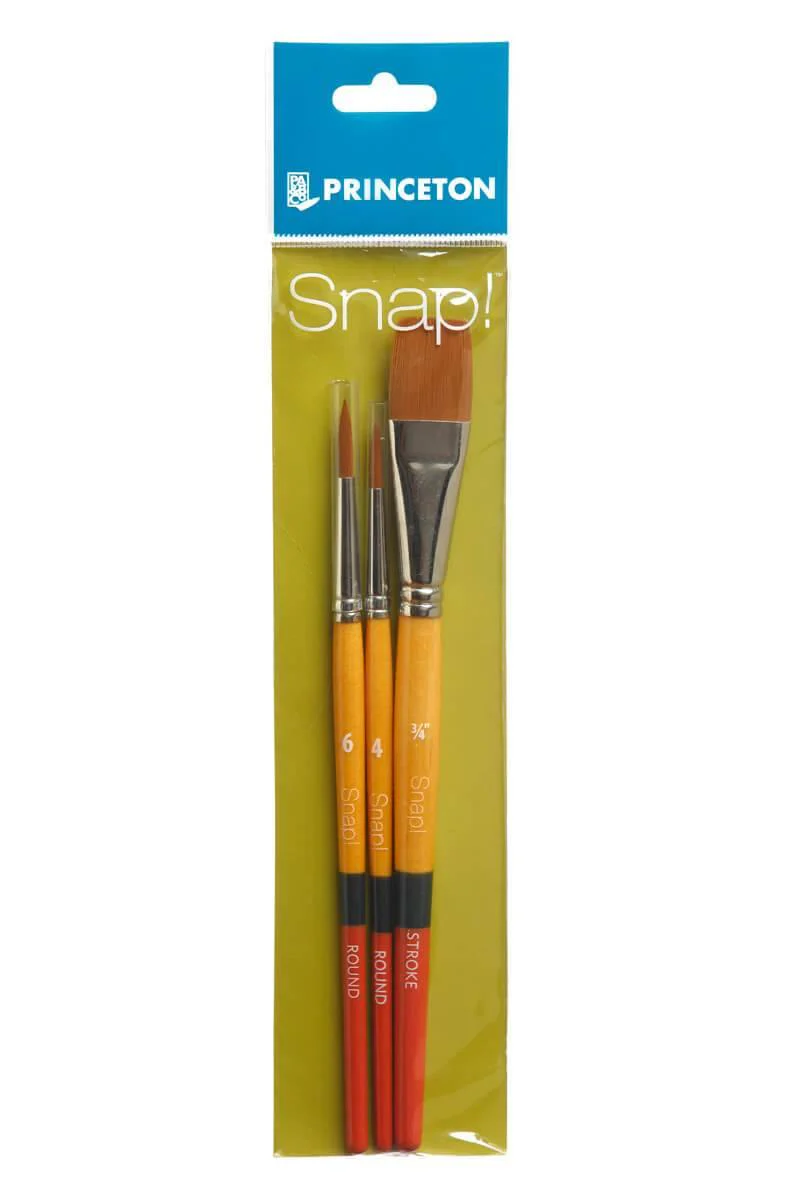 Princeton Snap Series 9650 Short Handle Golden Synthetic Brush for Watercolour, Acrylic - Image 3